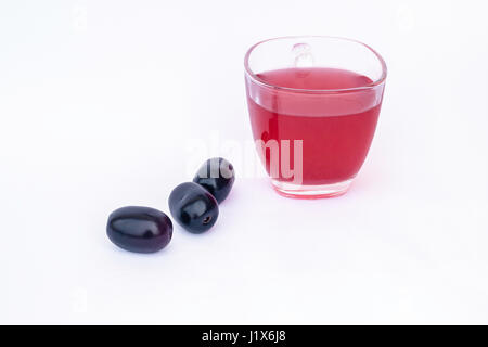 Jamun oder Jambulan oder Bewohner (Syzygium Cumini) Fruchtsaft Stockfoto