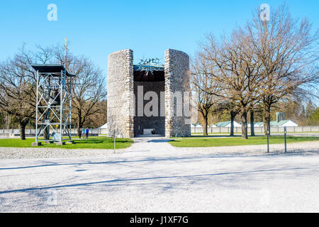 Dachau, Bayern, Deutschland. - 28. März 2016. Lager Dachau das erste Konzentrationslager in Deutschland während des zweiten Weltkriegs, historischen Gebäuden und im freien fi Stockfoto