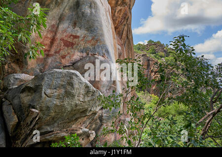 Felszeichnungen, alten San Gemälde, Tsodilo Hills, Botswana, Afrika Stockfoto