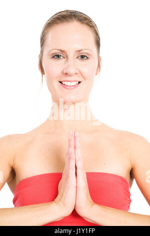 Eine Aufnahme einer kaukasischen Frau praktizieren yoga Stockfoto