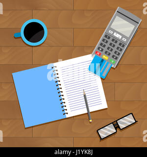 Finanzbuchhalter, banking, Buchhaltung nach Hause und Notebook, Vektor-illustration Stockfoto