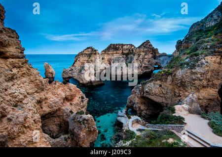 Naturdenkmal der Ponta da Piedade in Lagos, Algarve, Portugal Stockfoto