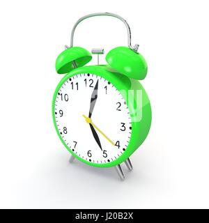 Grüne Wecker auf isolierte Hintergrund Showtime 05:03. 3D illustration Stockfoto