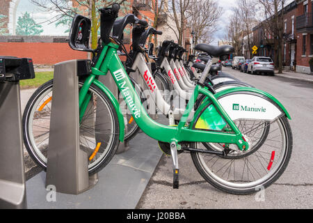 Montreal, Kanada - 21. April 2017: Bixi Station Berri street Stockfoto