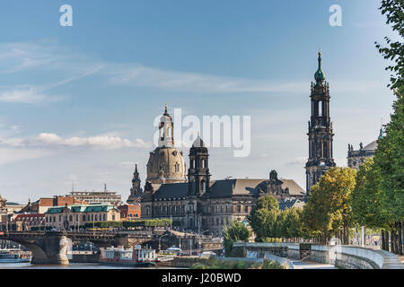 Dient zum Anzeigen der alten Stadt von Dresden, der Dresdner Kathedrale, Saxon House of Estates und Dresdner Frauenkirche, Dresden, Sachsen, Deutschland, Europa Stockfoto