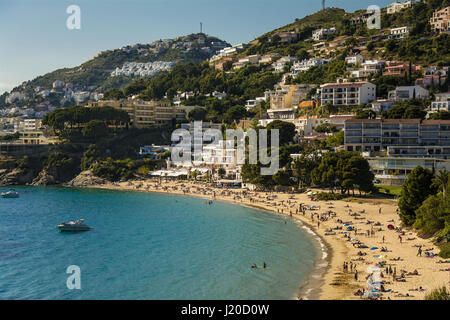 Petites Canyelles Strand in Roses, Costa Brava, Katalonien, Spanien Stockfoto