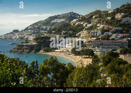 Petites Canyelles Strand in Roses, Costa Brava, Katalonien, Spanien Stockfoto