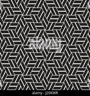 Kubische Gitter Tiling endlose elegante Textur. Abstrakten geometrischen Hintergrund-Design. Nahtlose Rhombus Formen schwarz-weiß Vektormuster. Stock Vektor
