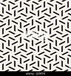 Kubische Gitter Tiling endlose elegante Textur. Abstrakten geometrischen Hintergrund-Design. Nahtlose Rhombus Formen schwarz-weiß Vektormuster. Stock Vektor