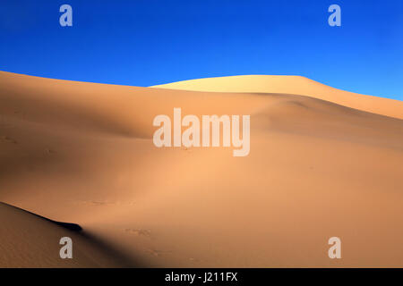 Licht und Schatten auf Sanddünen in der Gobi Wüste Khongoryn Els Gurvan Saikhan Nationalpark Mongolei Stockfoto