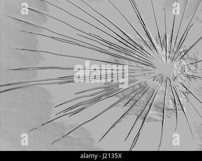 Glasscherben, Explosion Relief, Relief geknackt Glas, Stockfoto