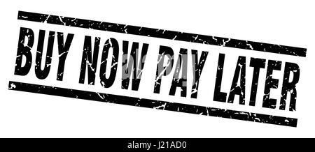 schwarze Quadrat Grunge kaufen jetzt bezahlen später Stempel Stock Vektor