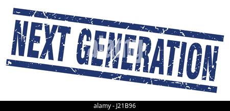 blaues Quadrat Grunge nächste Generation Stempel Stock Vektor