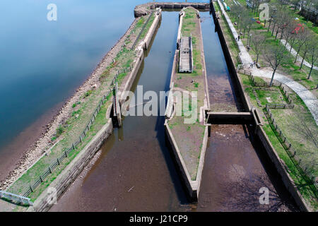 Nördliche Endstation der alten Delaware und Raritan Canal in New Brunswick, New Jersey Stockfoto