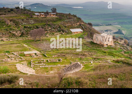 Panoramablick auf die antiken griechischen Morgantina in Sizilien Stockfoto