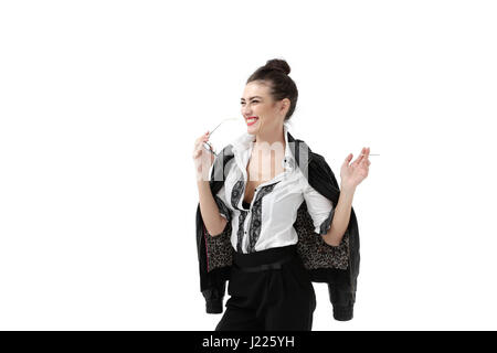 Geschäftsfrau Klatsch über andere Stockfoto