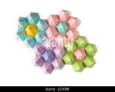 Abstrakte Origami Blumen gemacht sechseckigen Papier Pyramiden Stockfoto