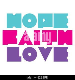 Christliche Print. Glaube, Hoffnung, Liebe Stock Vektor