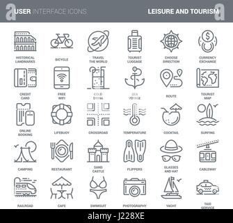 Freizeit und Tourismus-Symbole Stock Vektor