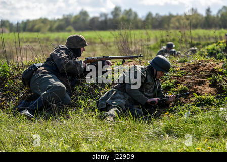 Deutsche Soldaten. Historische Rekonstruktion, Soldaten während des zweiten Weltkriegs Stockfoto