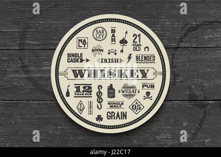 Untersetzer für Whisky und Spirituosen Stock Vektor