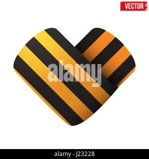 Saint George Ribbon Symbol in Form von Herzen. Russische Denkmal Symbol des Kriegshelden. Vector Illustration isoliert auf weißem Hintergrund. Stock Vektor