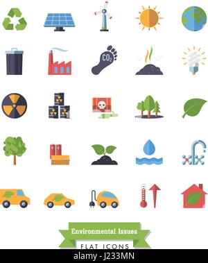 Sammlung von Umwelt- und Klimaschutz im Zusammenhang mit isolierten flaches Design-Vektor-icons Stock Vektor