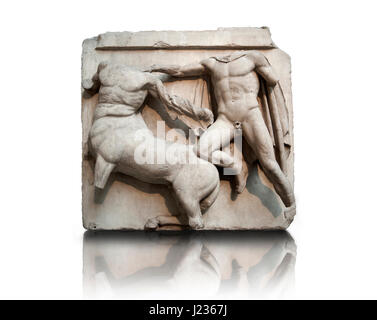 Skulptur von Lapiths und Zentauren kämpfen aus der Metope des Parthenon auf der Akropolis von Athen Nr. III. Auch bekannt als die Elgin Marbles. Briti Stockfoto