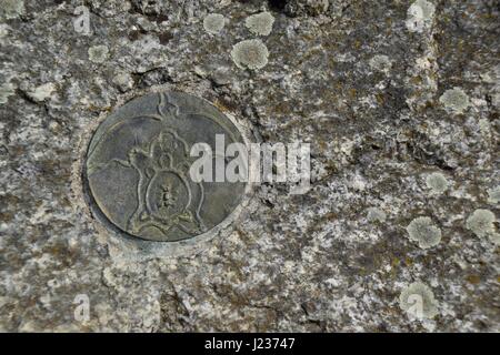Symbol in Marko Pogačnik "Solar Plexus Europas"-Installation. Ort wo InMusic Festival statt. Stockfoto