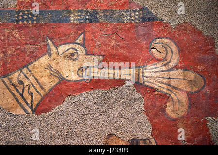 Mittelalterliches Fabeltier, 12. Jahrhundert Romanesque Fresko, Kirche Saint Joan Boi, al de Boi, Spanien. Nationalen Kunstmuseum von Katalonien. MNAC 15953 Stockfoto