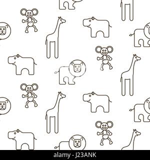 Afrikanische Wildtiere Kind Musterdesign Vektor. Stock Vektor
