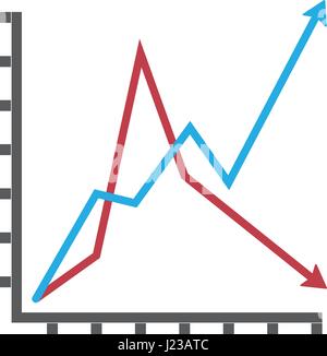 Linie-Diagramm flache Vektor Icon. Flach-Symbol auf dem weißen Hintergrund isoliert. Stock Vektor