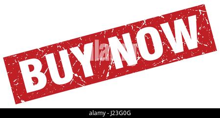 quadratische Grunge rot jetzt Briefmarke kaufen Stock Vektor