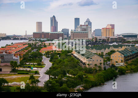 Skyline der Stadt Tampa, Panorama-Blick auf moderne Wolkenkratzer im Business Zentrum, Florida, USA Stockfoto