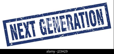 blaues Quadrat Grunge nächste Generation Stempel Stock Vektor