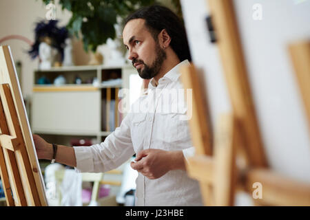 Bärtiger Mann, Zeichnung auf Papier aus dem Leben Stockfoto