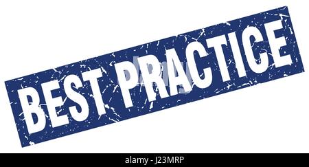 blaues Quadrat Grunge beste Praxis Stempel Stock Vektor