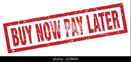 rote quadratische Grunge kaufen jetzt bezahlen später Stempel Stock Vektor