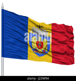 Bukarest Stadt Flagge am Fahnenmast Stockfoto
