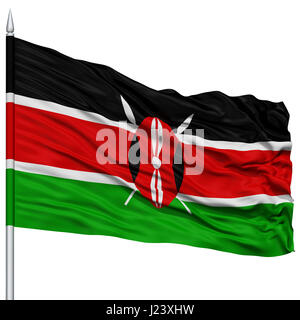 Kenia-Flagge am Fahnenmast Stockfoto
