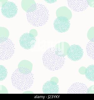 Nahtlose wiederholendes Muster mit strukturierten runden Formen in Pastell rosa, Mint-grün und Lavendel violett auf weißem Hintergrund. Kreative und moderne Fliesen b Stock Vektor