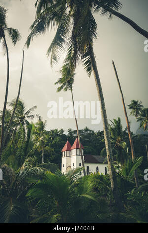 Haapiti Kirche in Moorea Insel Dschungel, Landschaft. Französisch-Polynesien Stockfoto