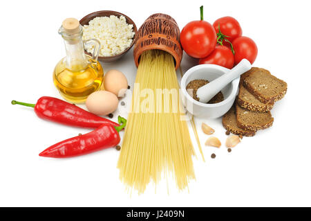 Sammlung von Naturprodukten isoliert auf weißem Hintergrund Stockfoto