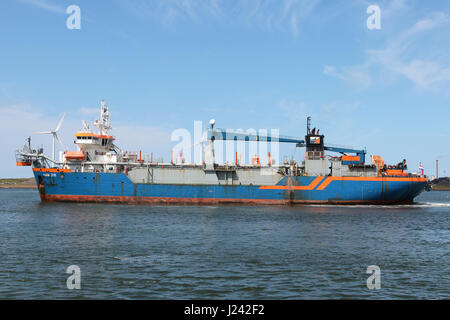 nachgestellte Sauger Trichter Bagger HAM 316 betrieben von Van Oord, eine niederländische contracting-Unternehmen mit einem der weltweit größten Baggerarbeiten Flotten. Stockfoto