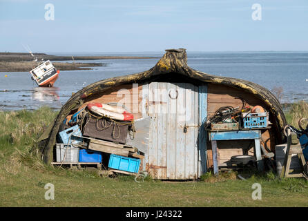 Fischer Hütten, Lindisfarne, heilige Insel, Northumberland, England, Vereinigtes Königreich, Europa Stockfoto