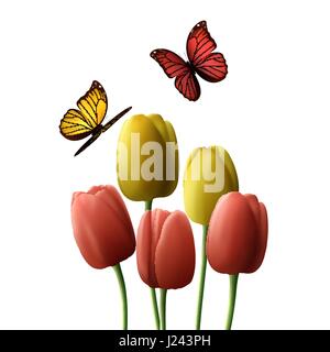 Blume Tulpe realistische isoliert auf weißem Hintergrund Stock Vektor