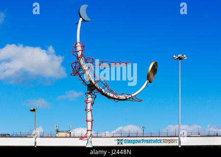 Fliegenden Mann Symbol außerhalb Glasgow Prestwick Flughafen Prestwick, Ayrshire, Schottland, UK Stockfoto