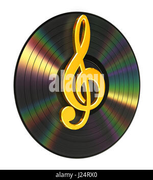 Violinschlüssel über Vinyl Stockfoto