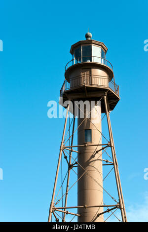 98-Fuß hohen Eisen Sanibel Island Leuchtturm war zuerst im Jahre 1884, beleuchtet auf Sanibel Island, eine vorgelagerten Insel in der Nähe von Fort Myers, Florida. Stockfoto