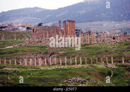 Der Tempel des Zeus in der antiken römischen Stadt Jerash in Jordanien. Stockfoto